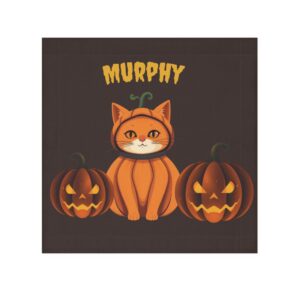 Halloween Towel Custom Name Orange Cat - Brown
