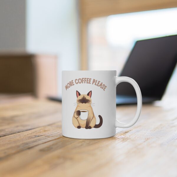 Coffee Mug Siamese Cat "More Coffee Please" (EU) - Image 3