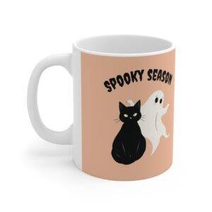 Halloween Mug Ghost and Black Cat - Beige (EU)
