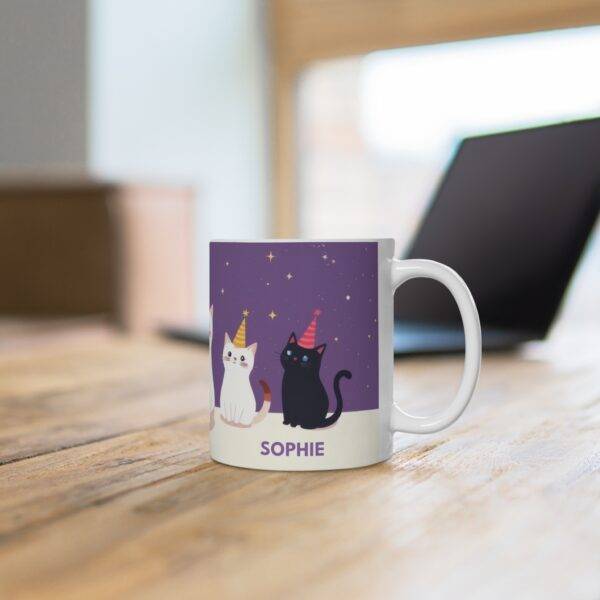 Personalized Birthday Mug Party Cats "Happy Birthday" - Purple (EU) - Image 5