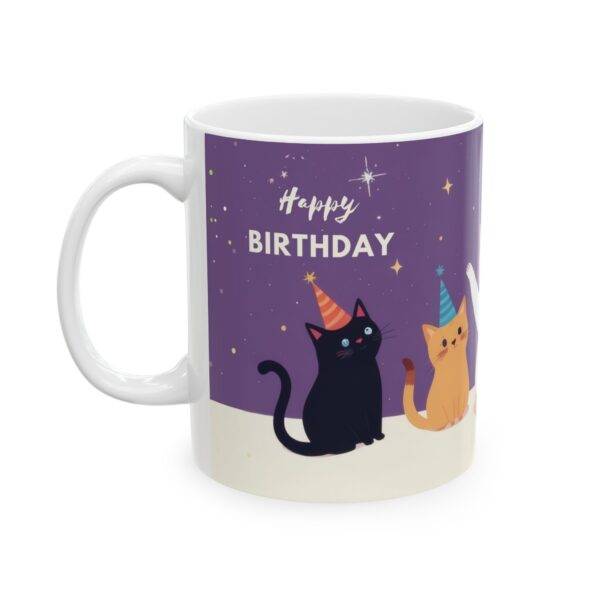 Birthday Mug Party Cats "Happy Birthday" - Purple