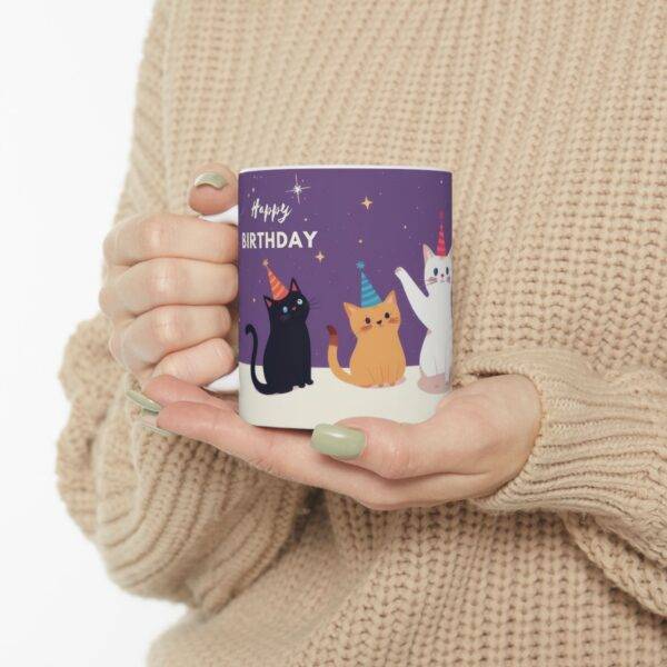Birthday Mug Party Cats "Happy Birthday" - Purple - Image 7