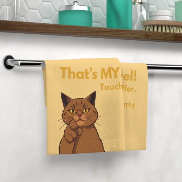 Custom Cat Towel Brown Cat "That's my towel" - Yellow - Image 4