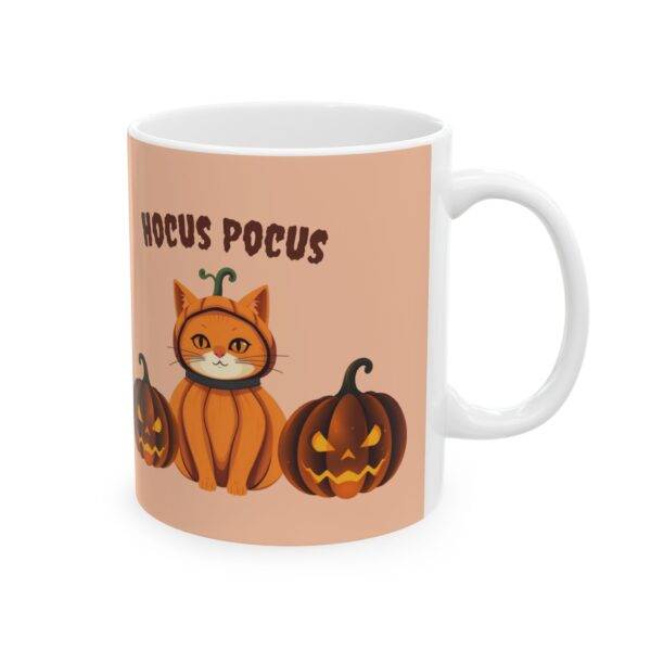 Halloween Mug Orange Cat Pumpkin "Hocus Pocus" - Beige - Image 2