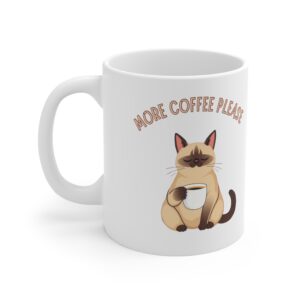 Coffee Mug Siamese Cat "More Coffee Please" (EU)