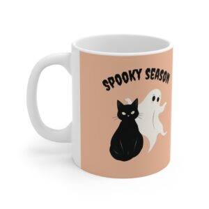 Halloween Mug Ghost & Black Cat - Beige (EU)