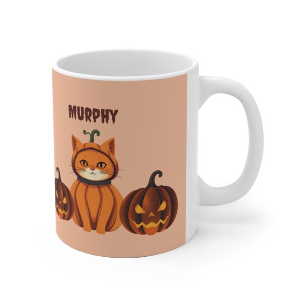 Personalized Halloween Mug Orange Cat Pumpkin - Beige (EU) - Image 2