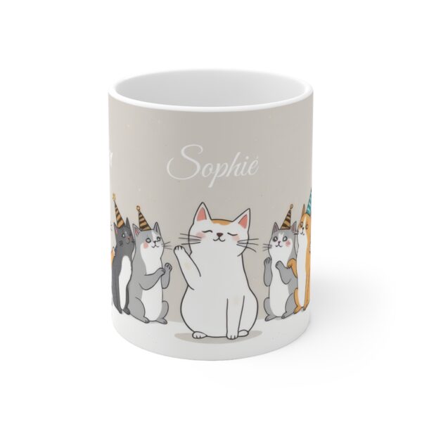 Custom Birthday Mug Cats Party "Happy Birthday" - Beige (EU) - Image 3