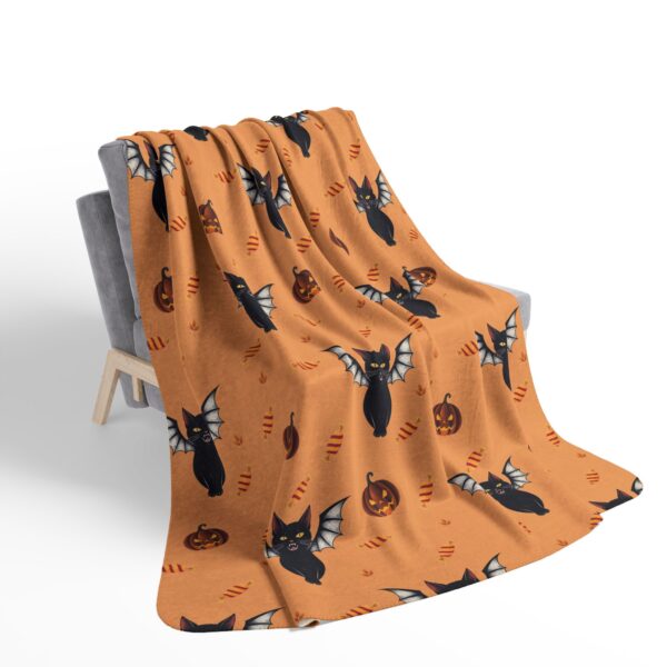 Halloween Blanket Sherpa Fleece - Black Cat Vampire - Image 4