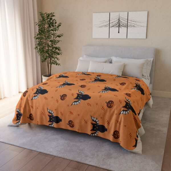 Halloween Blanket Sherpa Fleece - Black Cat Vampire - Image 5