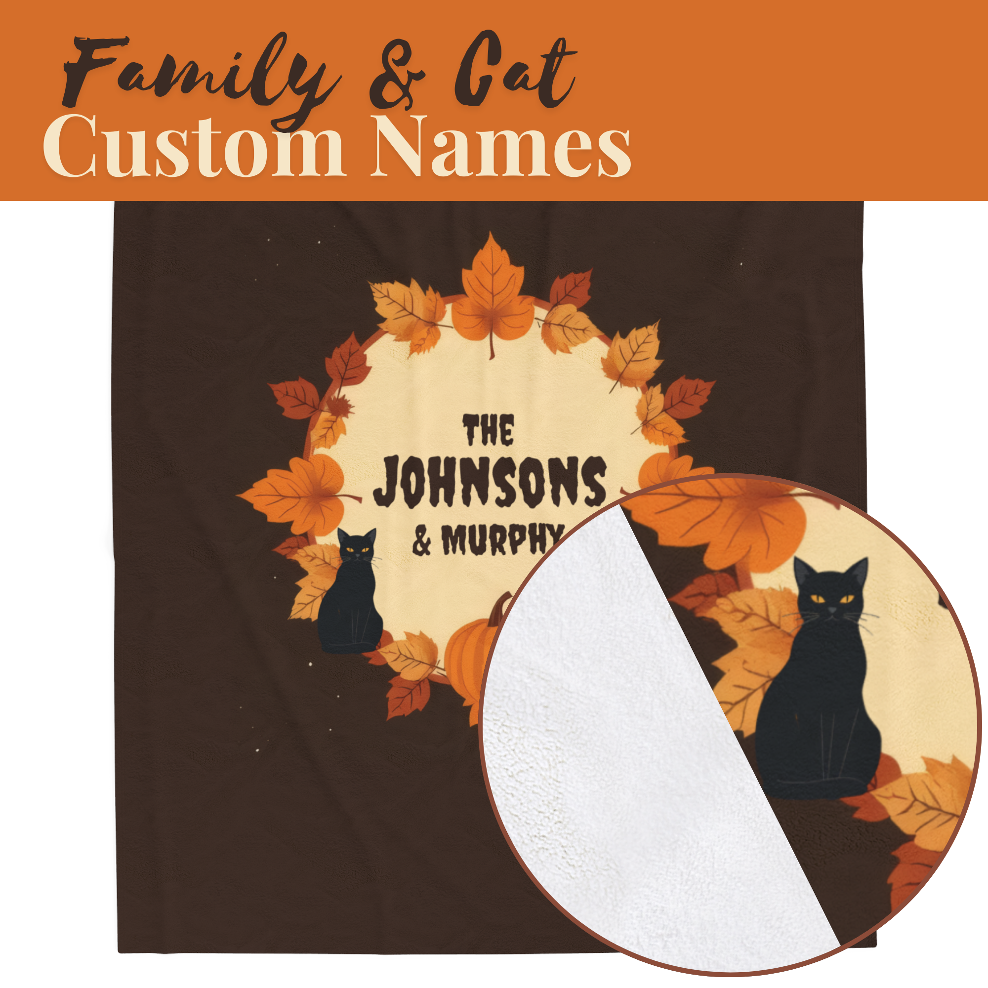 Fall Blanket Custom Family Name - Brown Velveteen Plush
