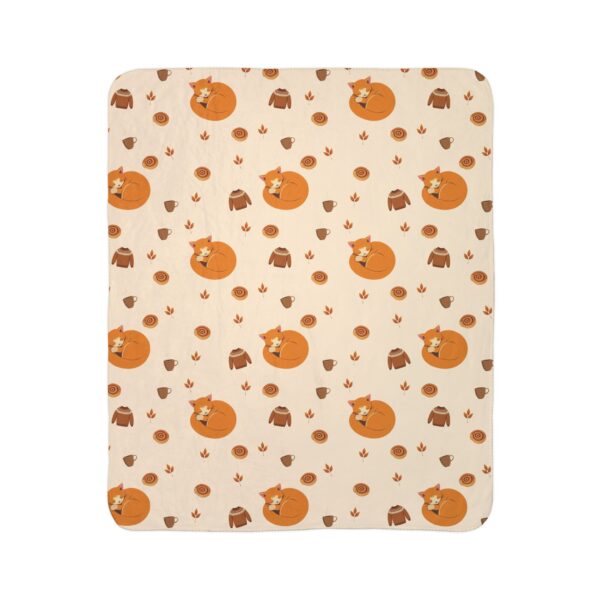 Fall Blanket Sherpa Fleece – Orange Cat - Image 3