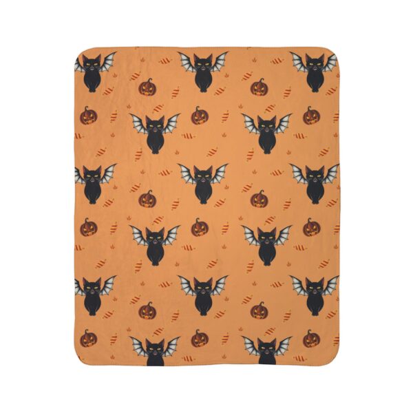 Halloween Blanket Sherpa Fleece - Black Cat Vampire - Image 3