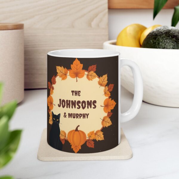 Custom Family Name Halloween Mug with Black Cat - Image 3