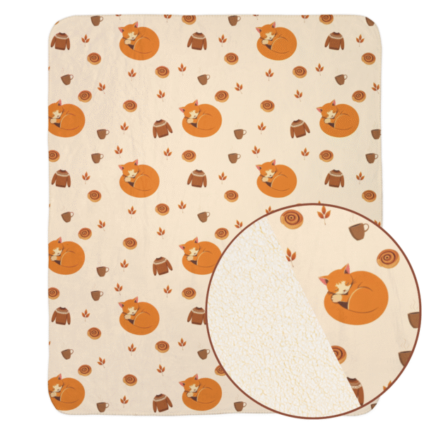 Fall Blanket Sherpa Fleece – Orange Cat