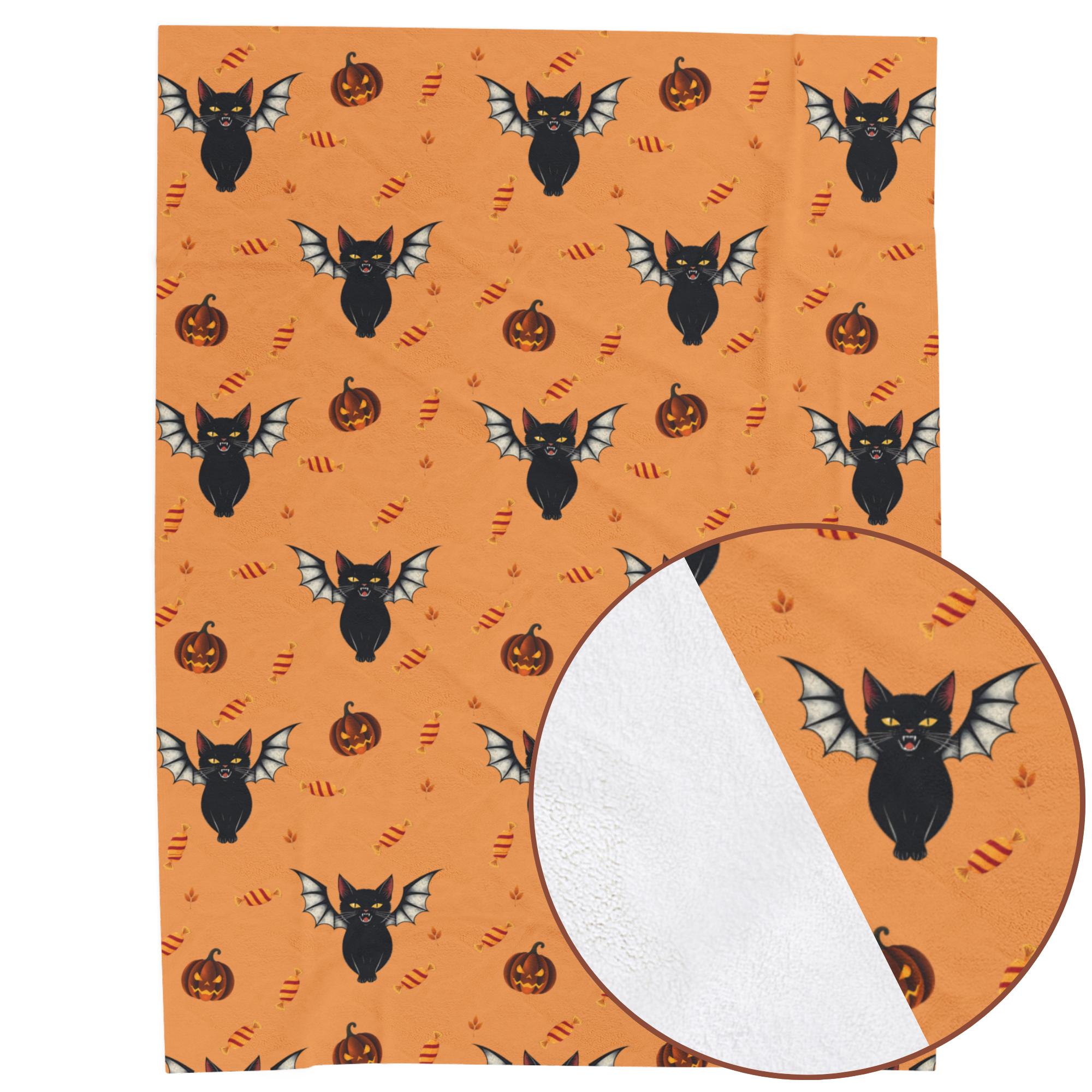 Halloween Blanket Velveteen Plush - Black Cat Vampire
