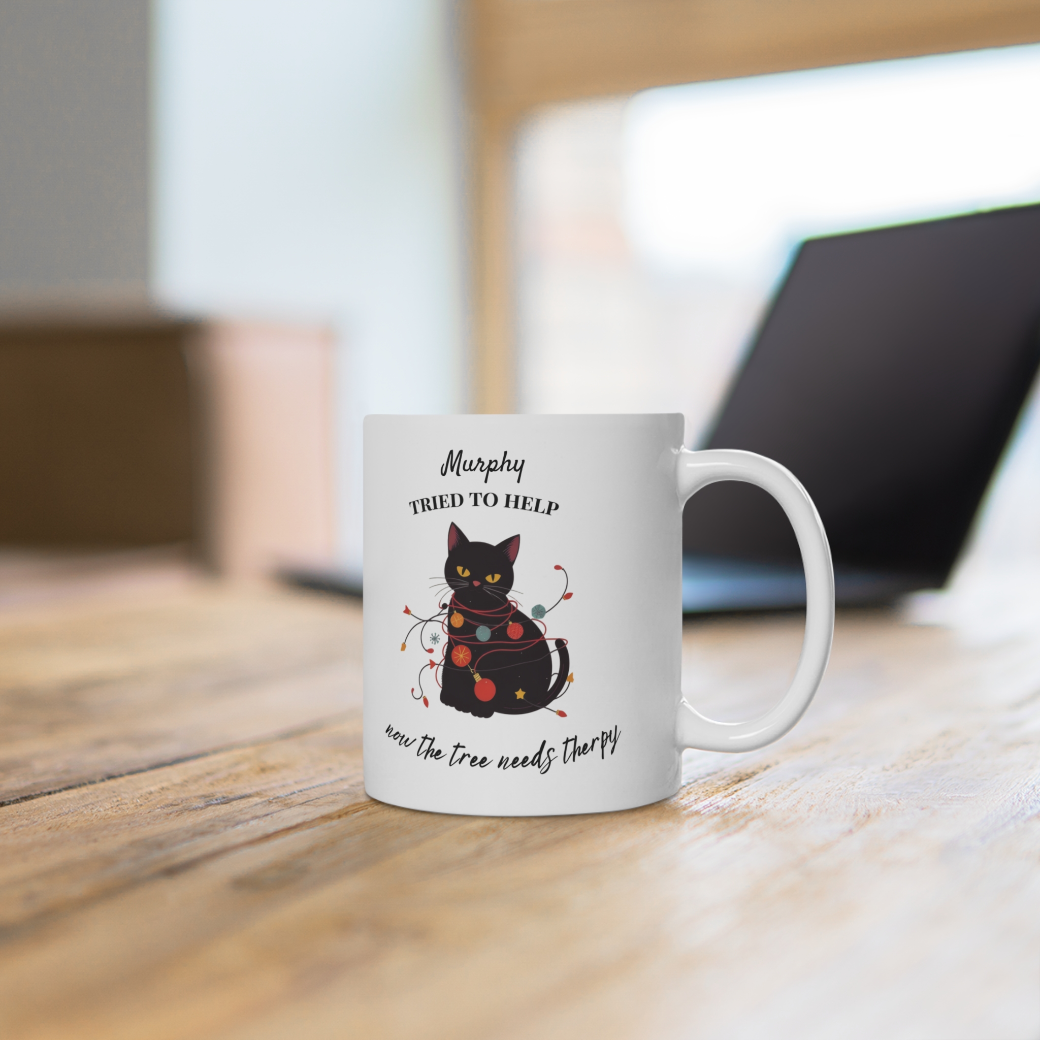 Custom Christmas Coffee Cup for Cat Lovers - Funny Black Cat Mug (EU) - Image 4