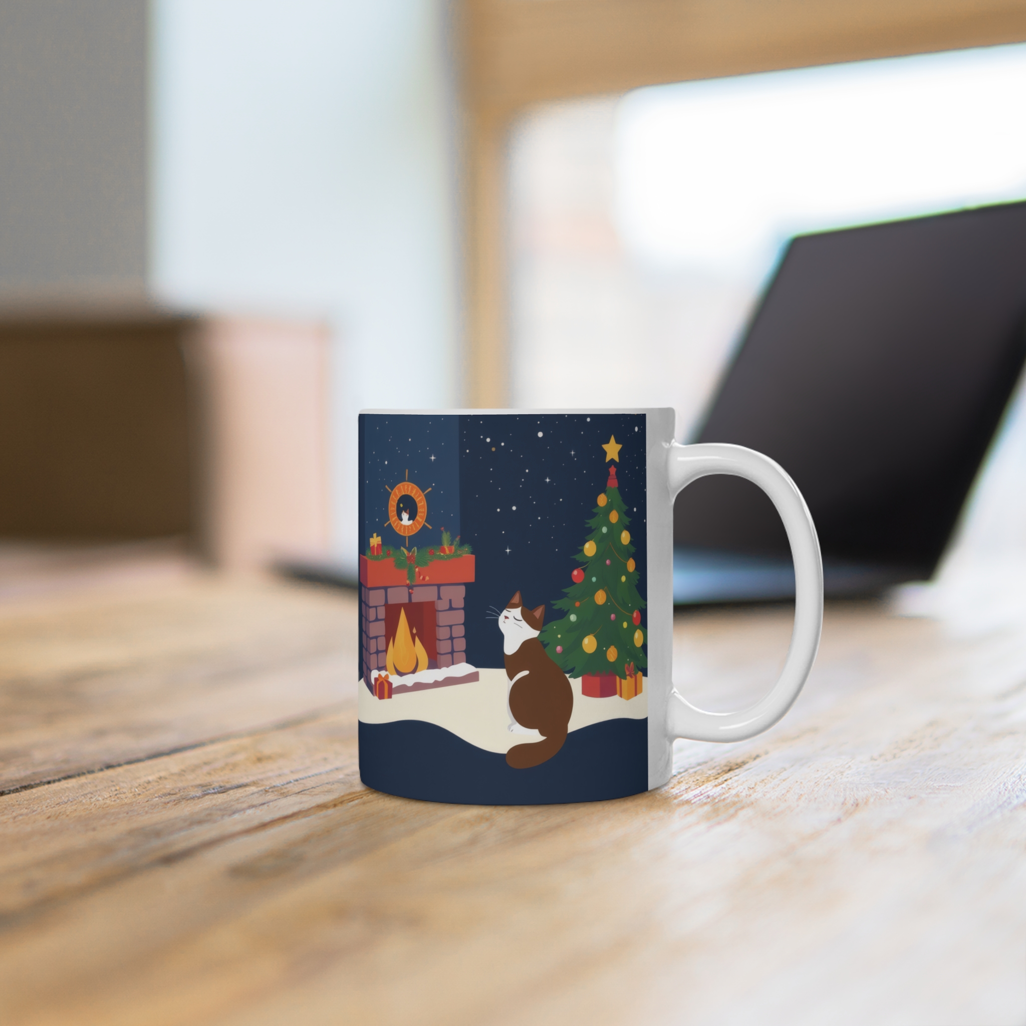 Custom Christmas Coffee Cup for Cat Lovers "A little note" - Dark Blue (EU) - Image 4