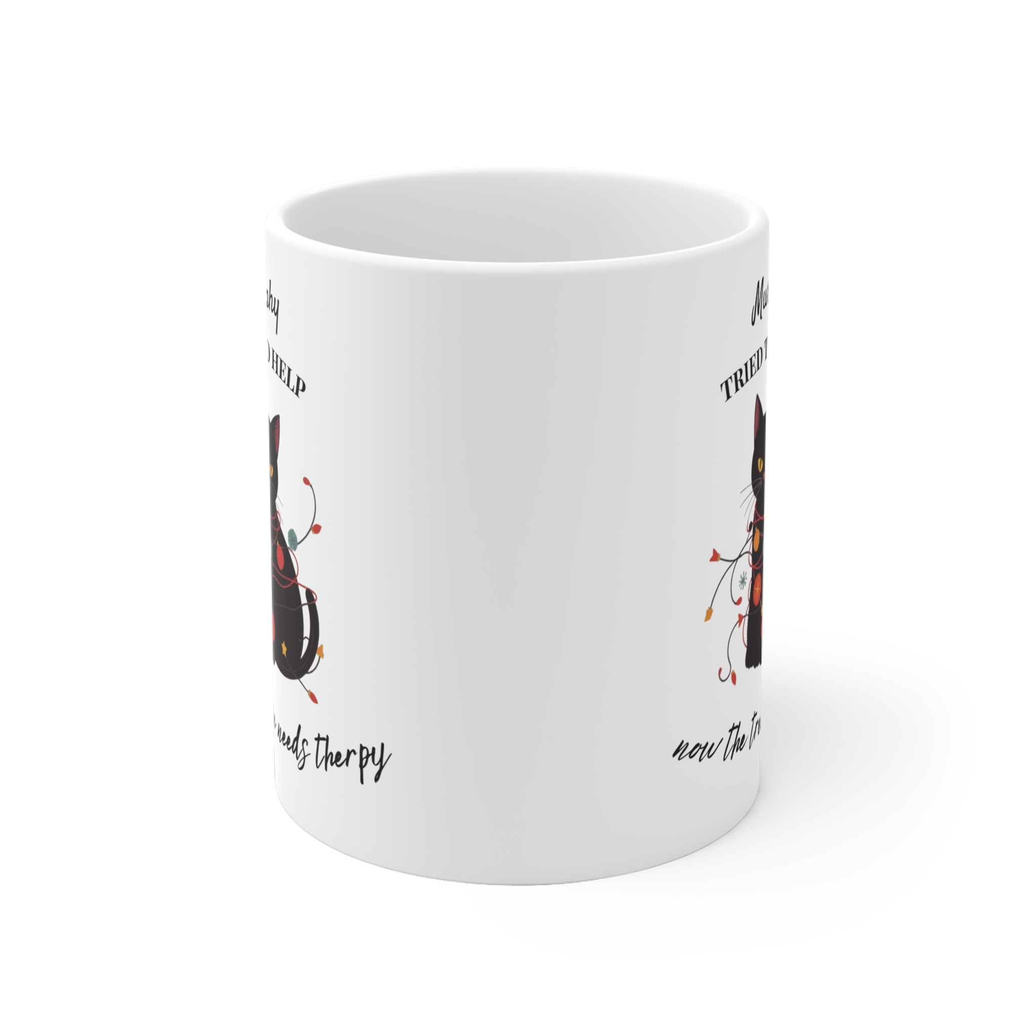 Custom Christmas Coffee Cup for Cat Lovers - Funny Black Cat Mug (EU) - Image 3