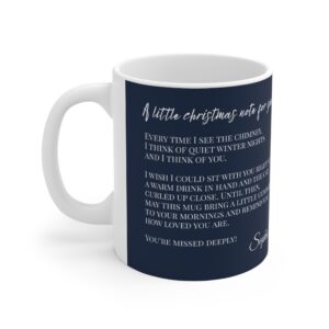 Custom Christmas Coffee Cup for Cat Lovers "A little note" - Dark Blue (EU)