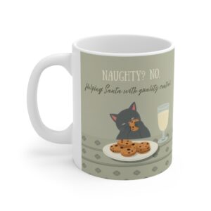 Christmas Coffee Cup for Cat Lovers - Grey Cat Cookies Green Mug (EU)