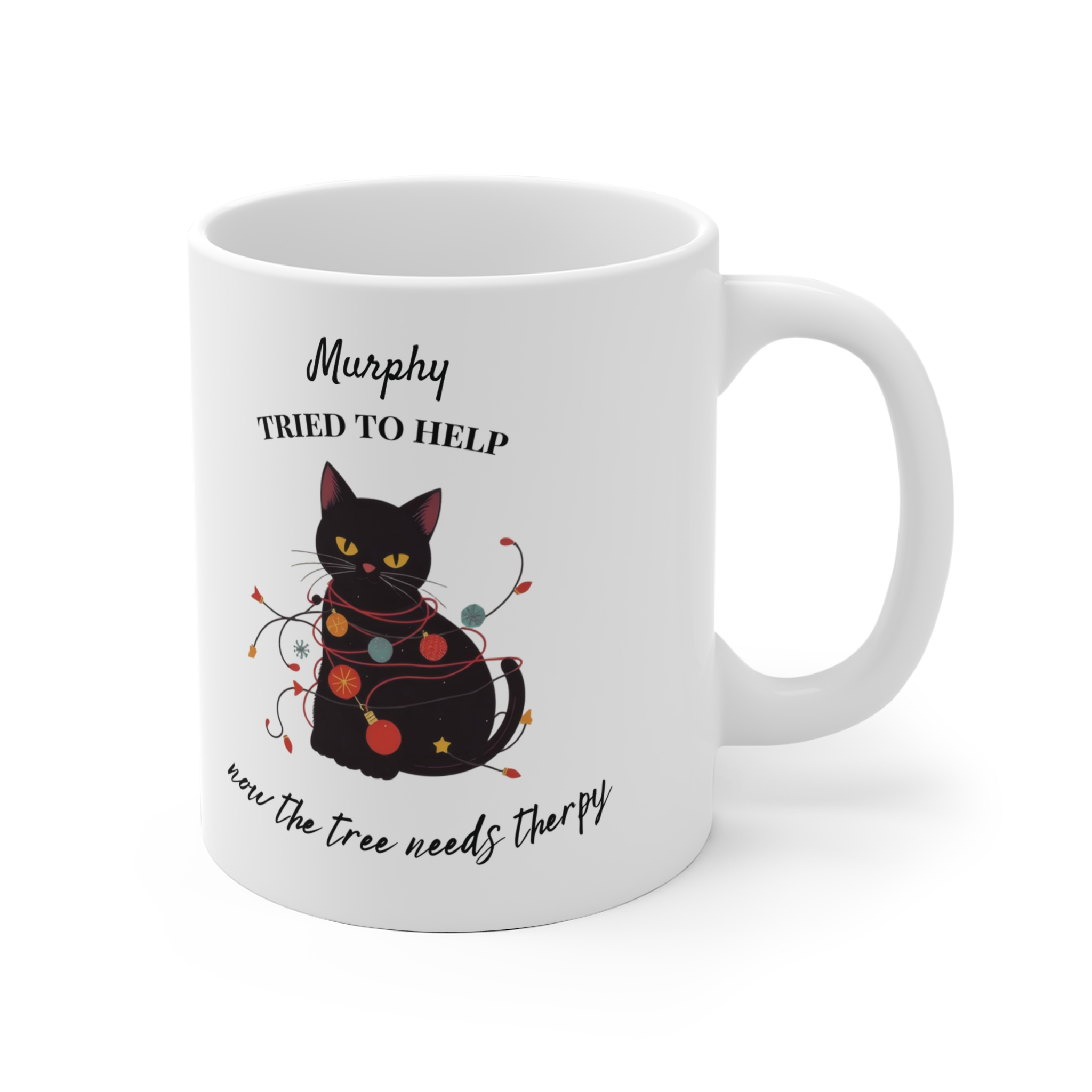 Custom Christmas Coffee Cup for Cat Lovers - Funny Black Cat Mug (EU) - Image 2
