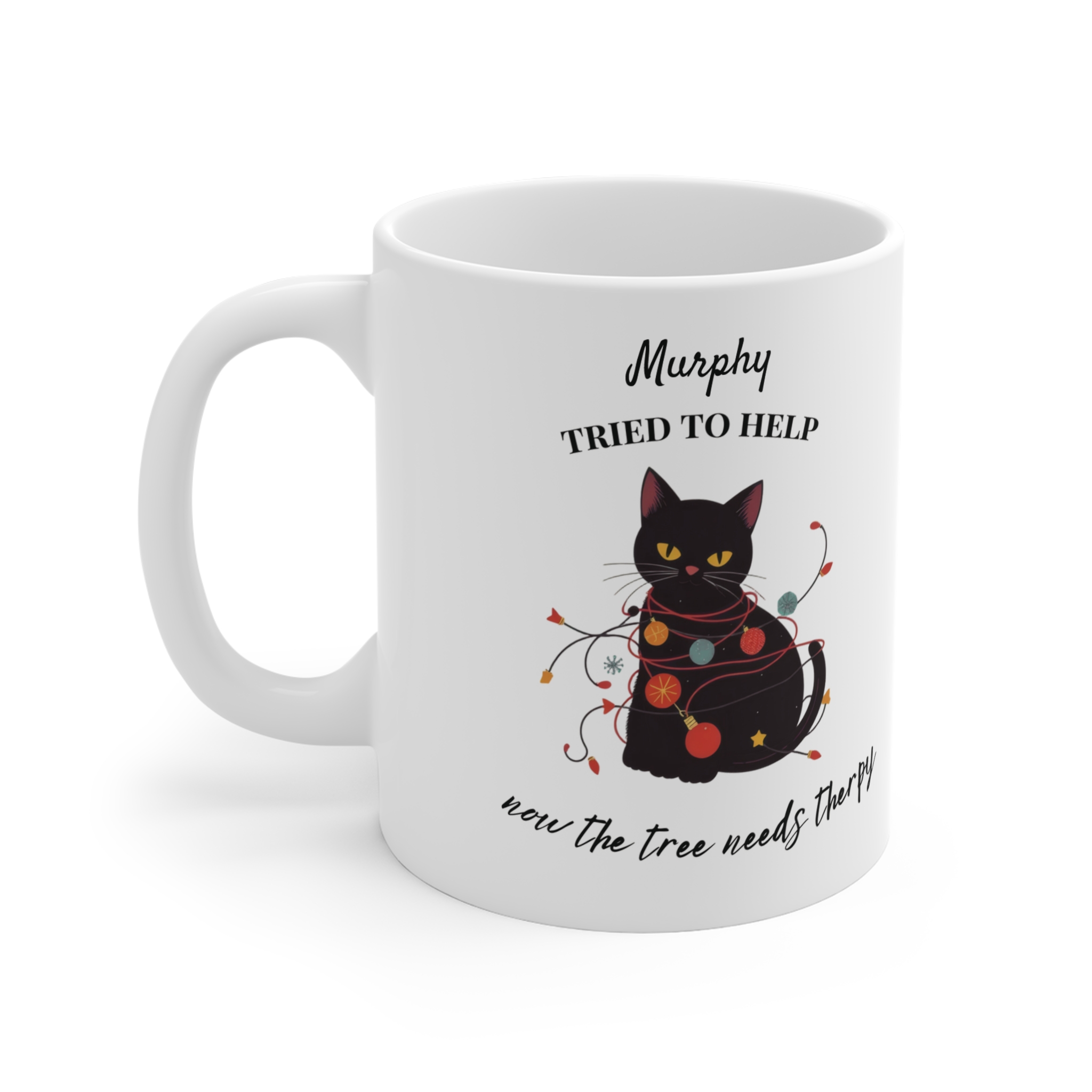 Custom Christmas Coffee Cup for Cat Lovers - Funny Black Cat Mug (EU)