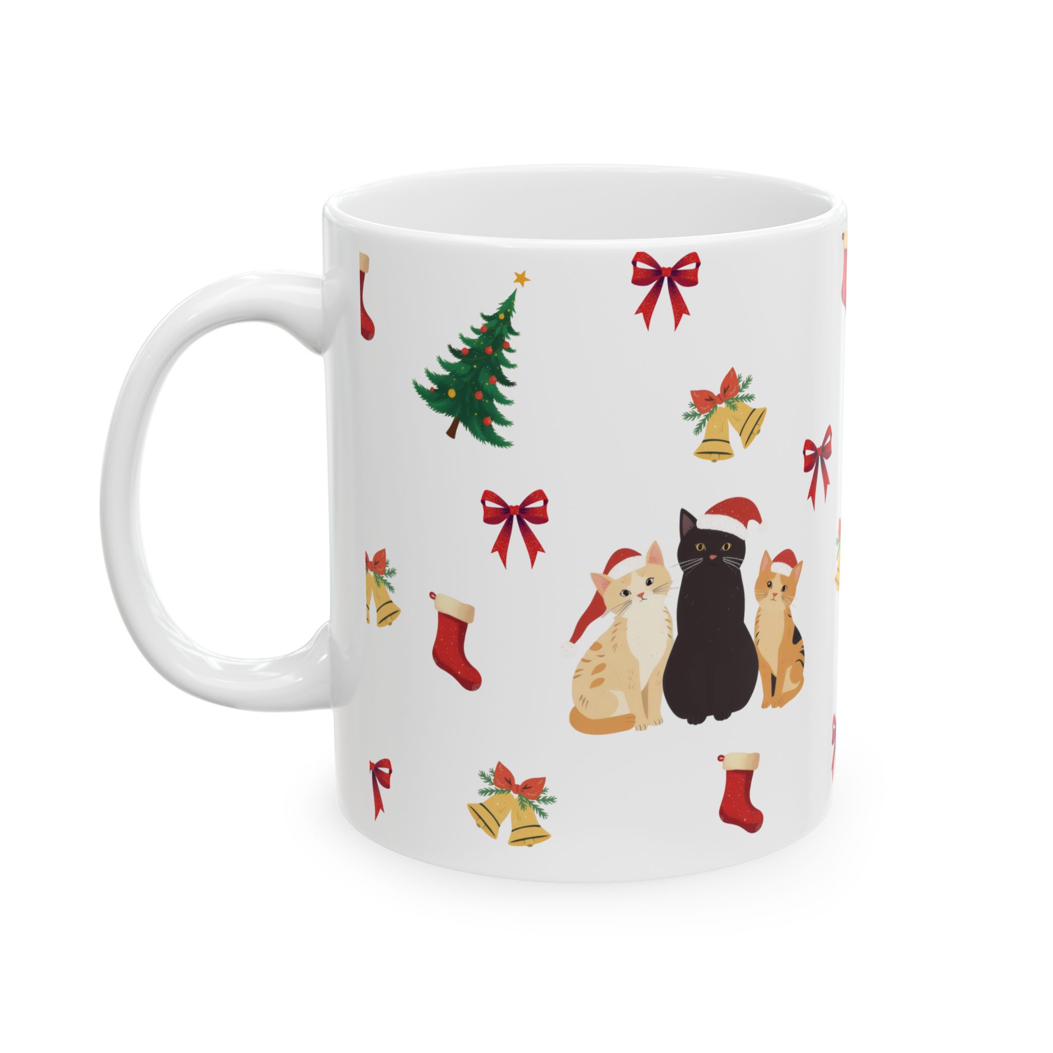 Minimalist Christmas Mug - Coffee Cup for Cat Lovers