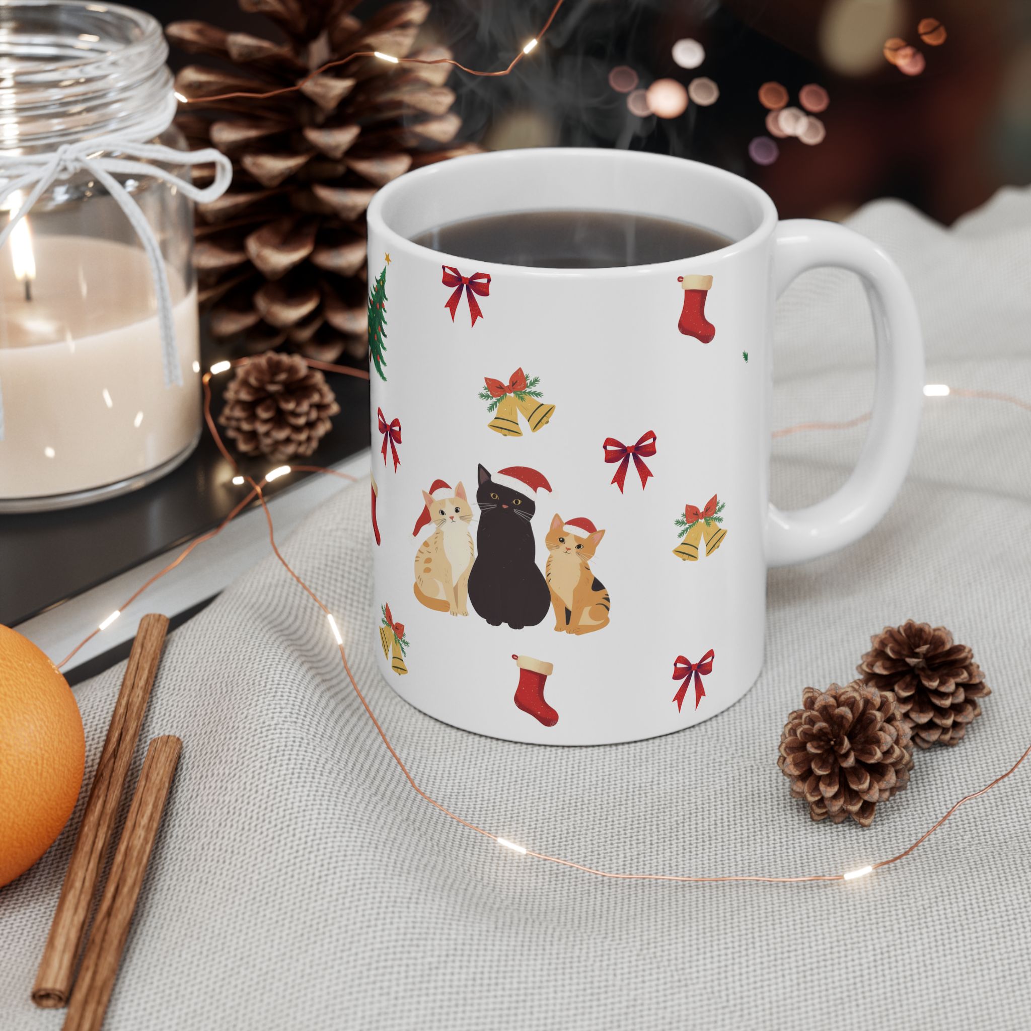 Minimalist Christmas Mug - Coffee Cup for Cat Lovers - Image 4